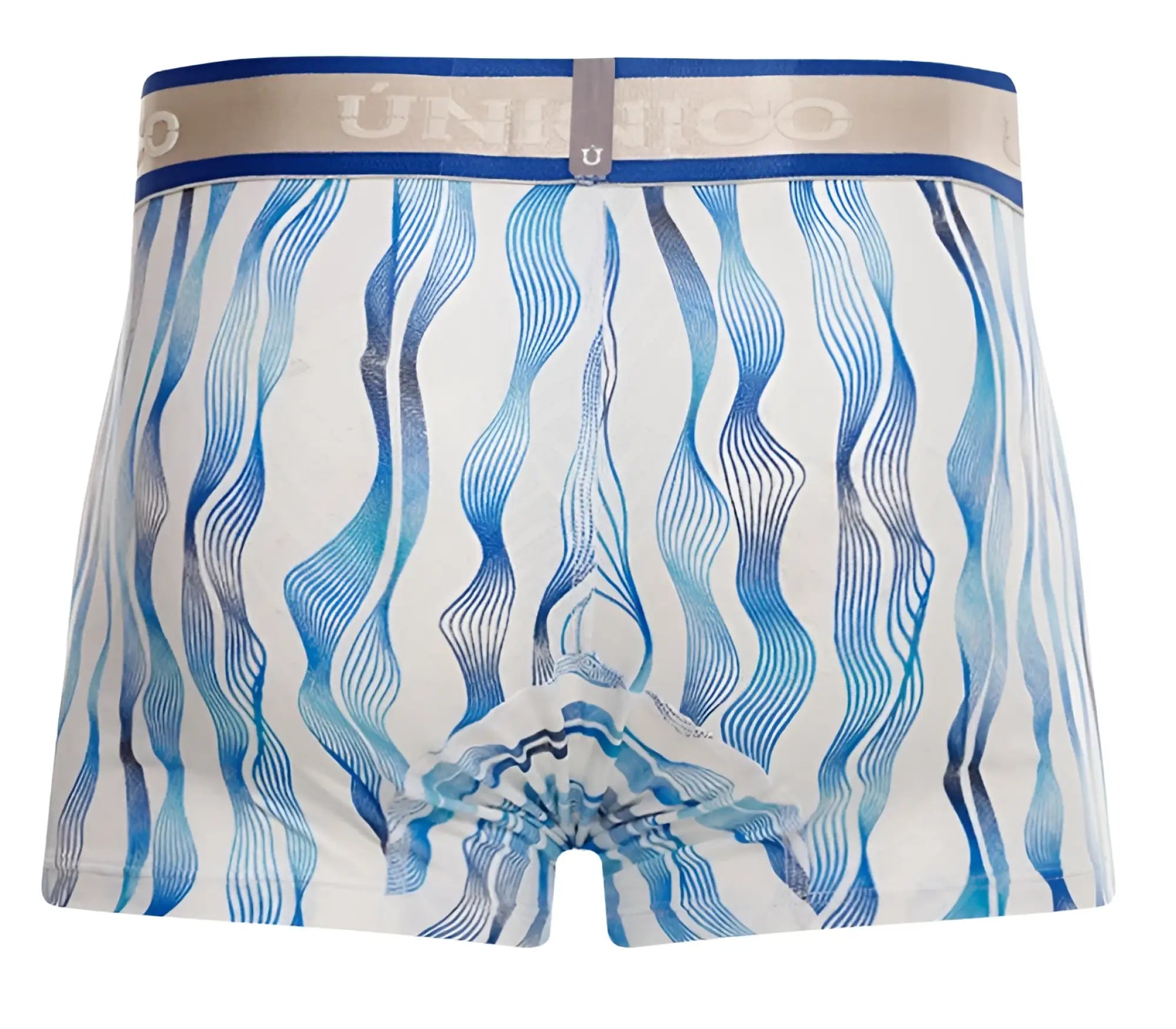 Unico 24100100116 pomposo trunks in blue and white wavy line patterned boxer briefs for comfortable wear
