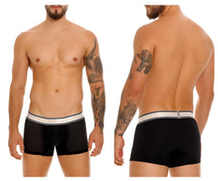 Unico 24100100126 tamiz trunks black mesh boxer briefs with white and gray elastic waistband front view