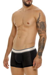 Black mesh Unico tamiz trunks with white and gray elastic waistband featuring the unic brand logo color 99-black