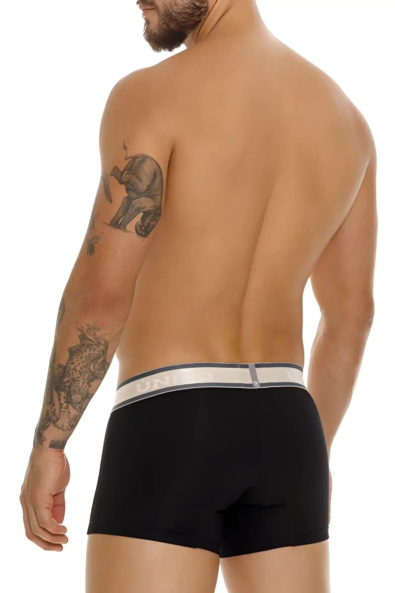 Black Unico 24100100126 Tamiz trunks with a white and gray uniqlo elastic waistband in color 99-Black