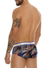 Unico 24100101104 Calamo briefs vibrant abstract wave pattern in blues orange purple with white unico waistband