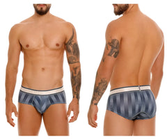 Unico 24100101114 Ejes briefs in blue and gray stripes with white elastic waistband for men