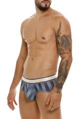 Blue and white striped unicos 24100101114 ejes briefs with branded waistband in gray color for men