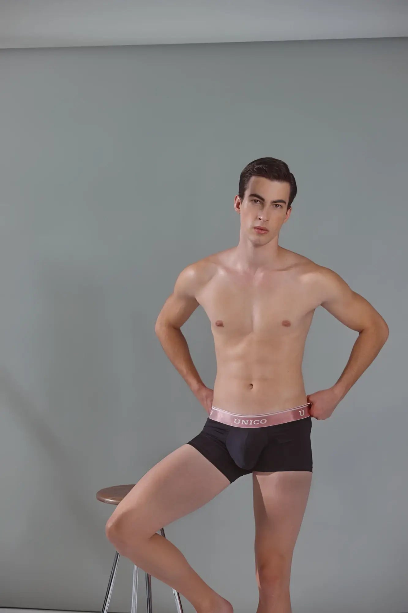 Black unico 24110100108 oro rosa trunks with pink elastic waistband comfortable boxer briefs