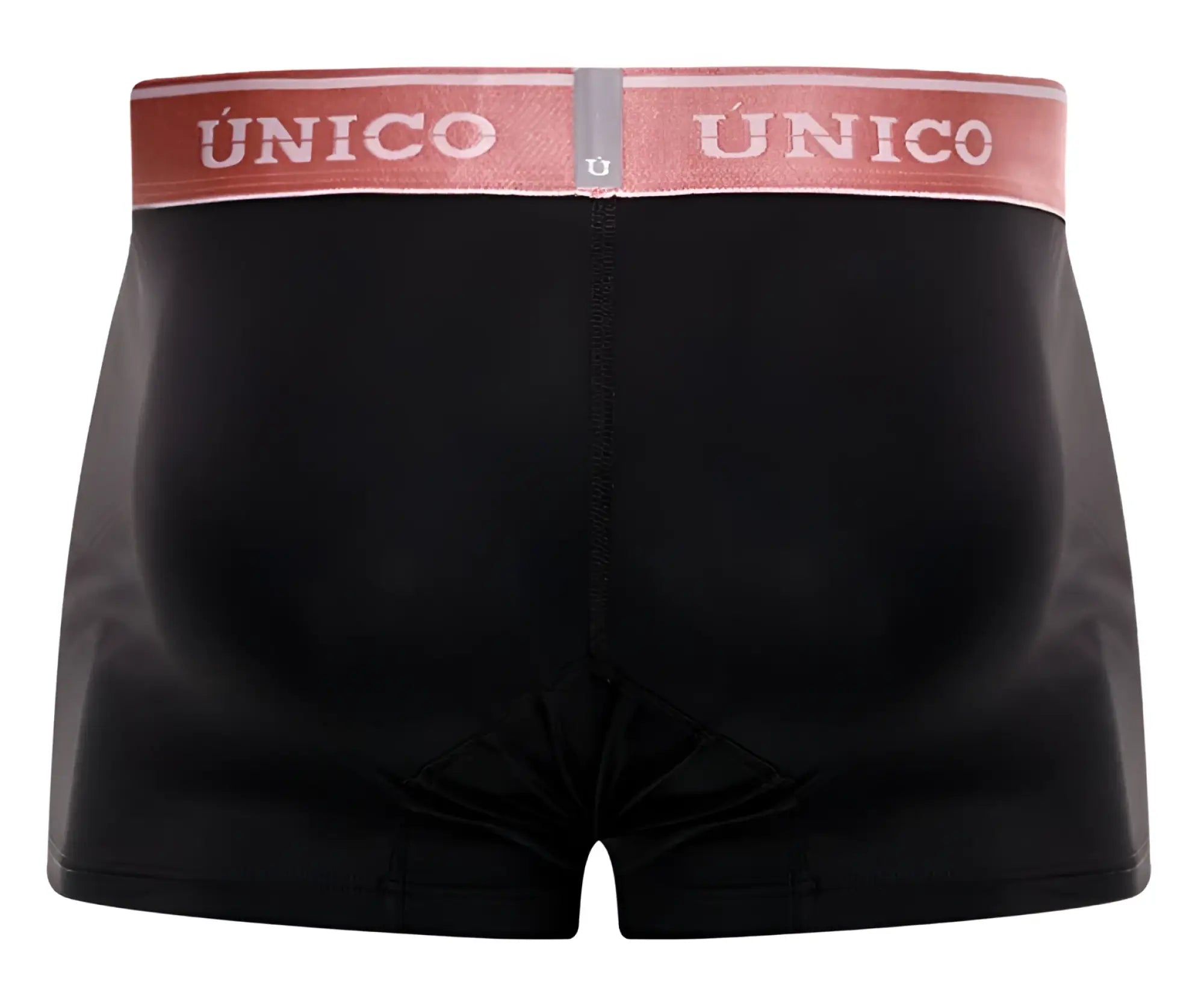 Black unico boxer briefs with pink waistband and white brand name from unico 24110100108 oro rosa trunks color 99-black
