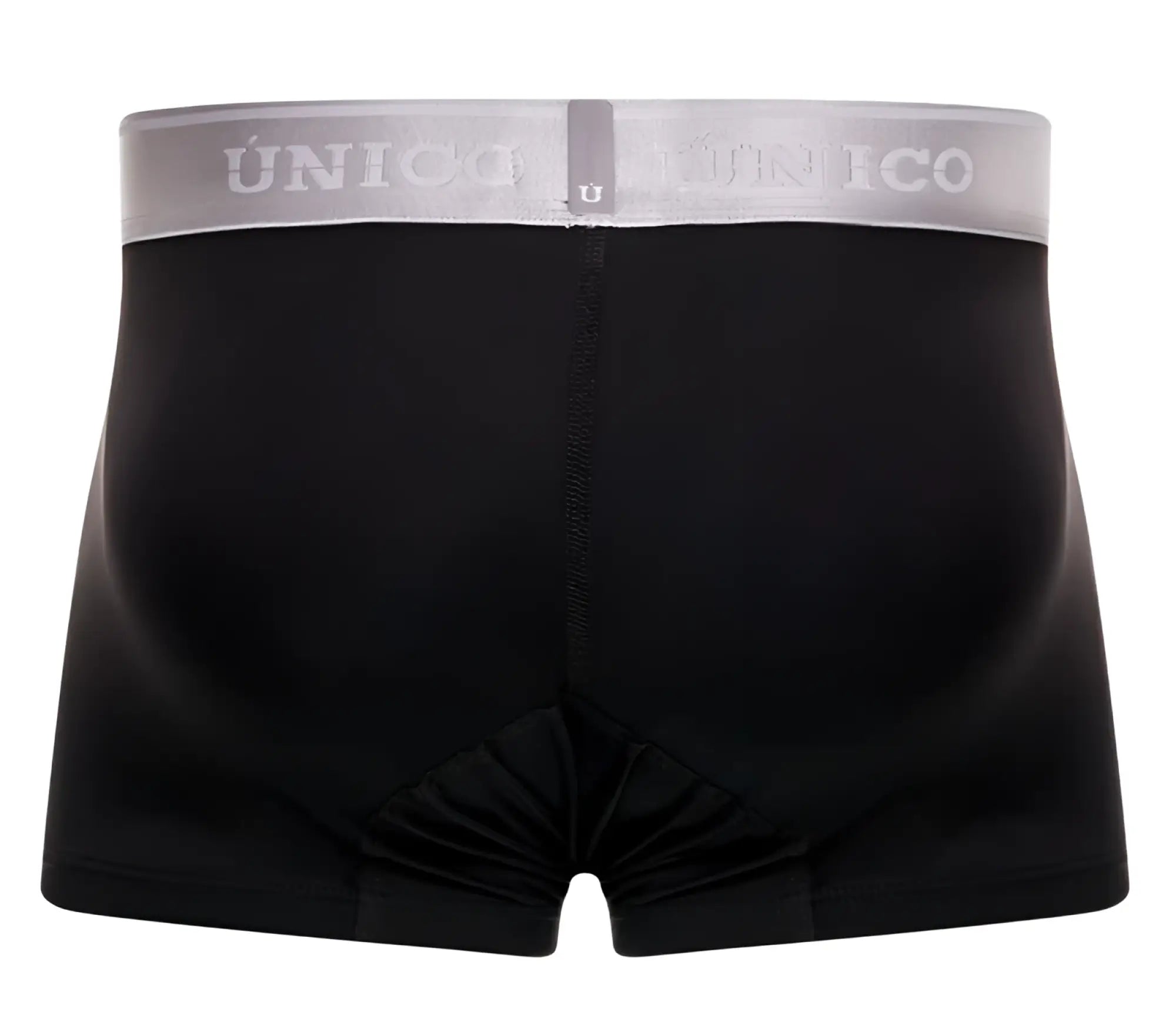 Black unico boxer briefs with gray waistband and white unico branding model 24110100109 argento trunks color 99-black