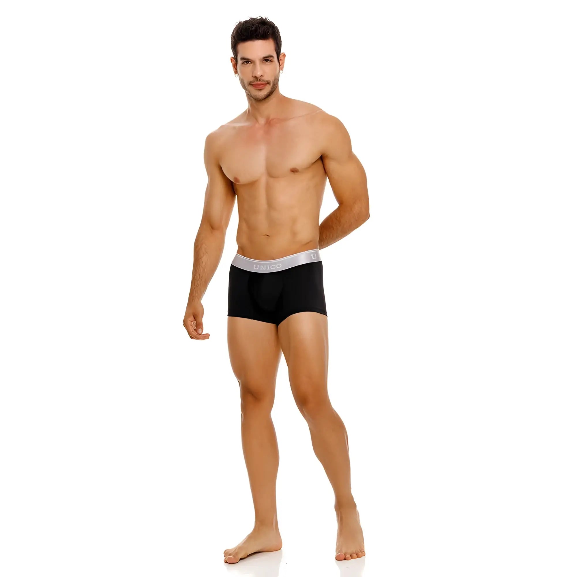 Black men’s briefs unico 24110100109 argento trunks with silver virgo waistband in color 99 black