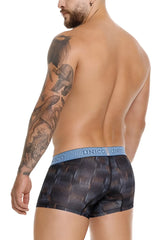 Black and blue patterned unico epitome trunks with textured woven design for men in color 99 black boxer briefs