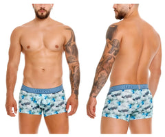 Unico 25020100104 abalon trunks blue floral patterned men’s briefs with textured elastic waistband and unico brand name