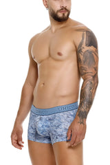 Blue patterned unico 25020100111 ostion trunks featuring a textured weave and branded waistband in color 46-blue