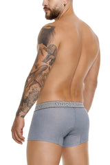 Gray unico 25020100116 baldio trunks with textured fabric and elastic waistband featuring the unico brand name