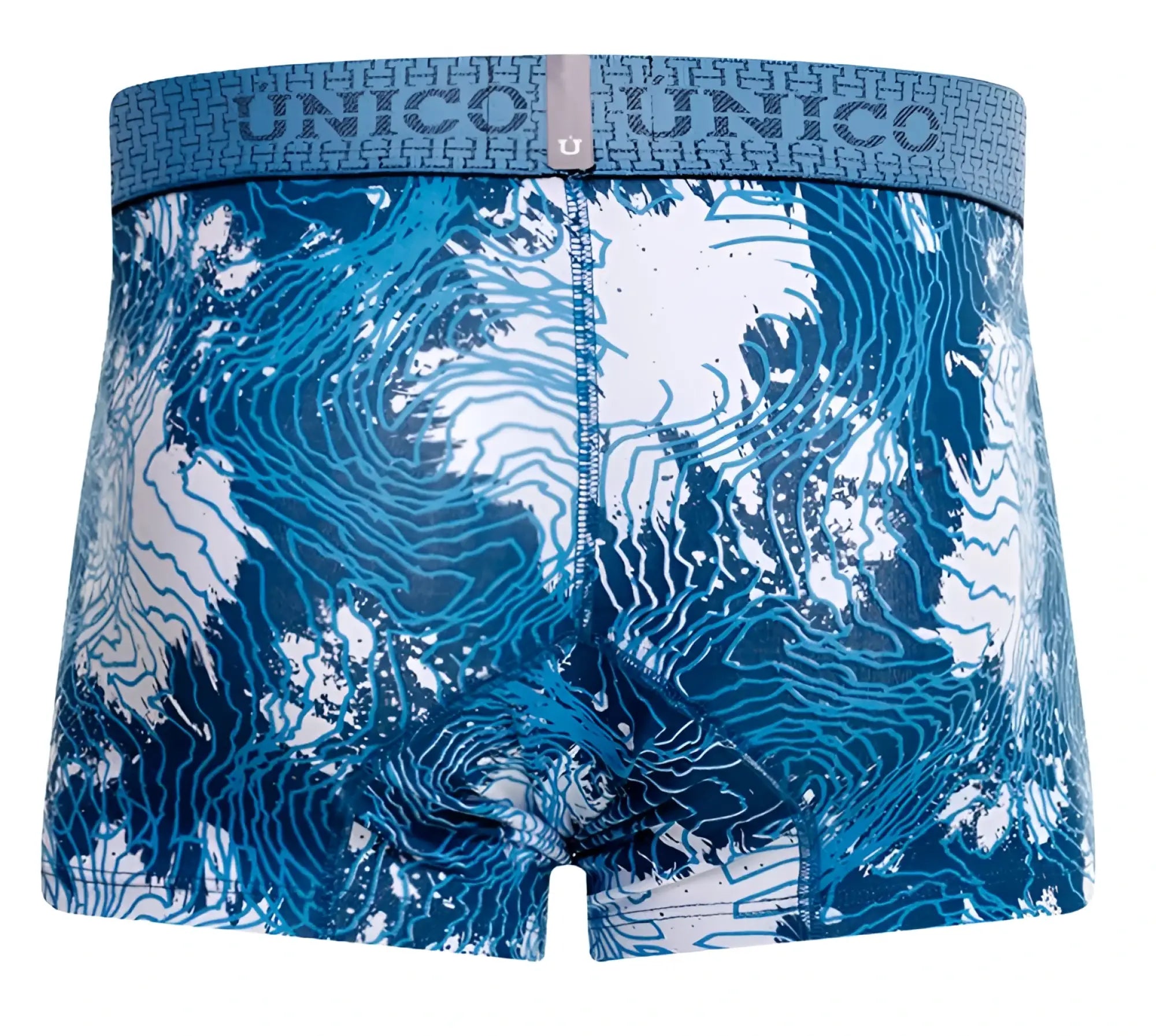 Unico 25020100117 barniz trunks men’s boxer briefs with blue and white topographic map pattern