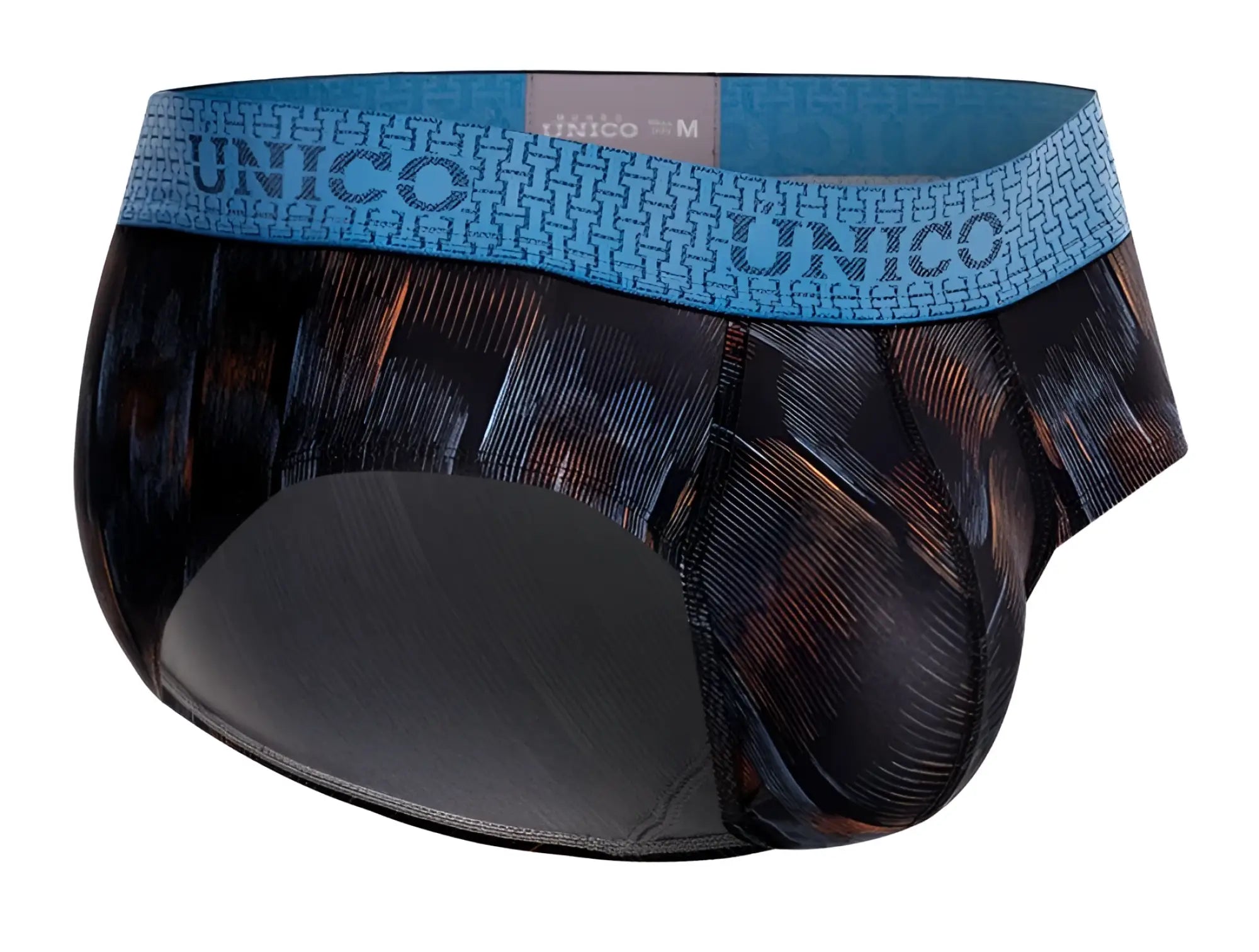 Blue and black patterned unico 25020101102 epitome briefs with textured abstract fabric design for men