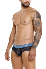 Black and blue patterned unico epitome briefs with textured waistband in color 99 black for men