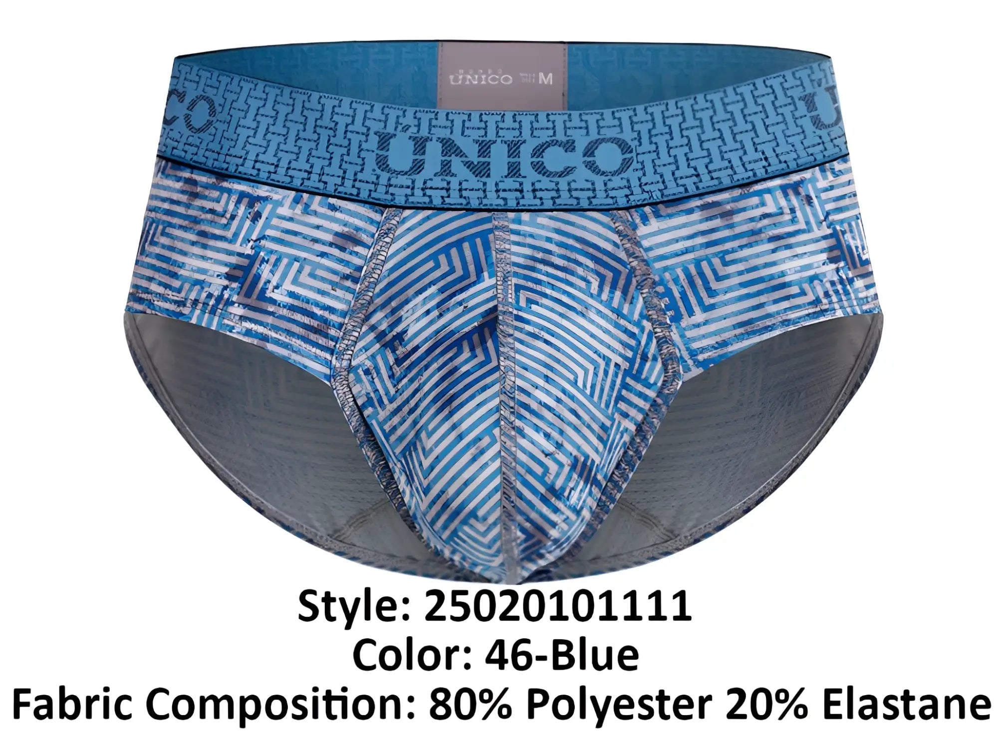 Unico ostion brief blue patterned briefs with geometric design and elastic waistband for comfortable fit