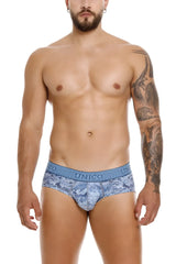 Blue patterned men’s briefs with geometric design and conic waistband in unico 25020101111 ostion briefs color 46-blue