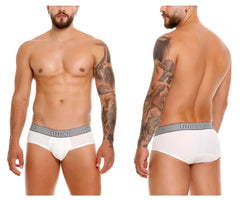 White brief underwear with a gray patterned unico waistband marfil briefs color 02-white for everyday comfort