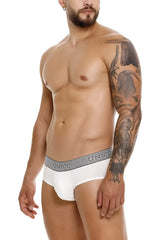 White unico 25020101120 marfil briefs with gray patterned waistband featuring unico brand name in color 02-white