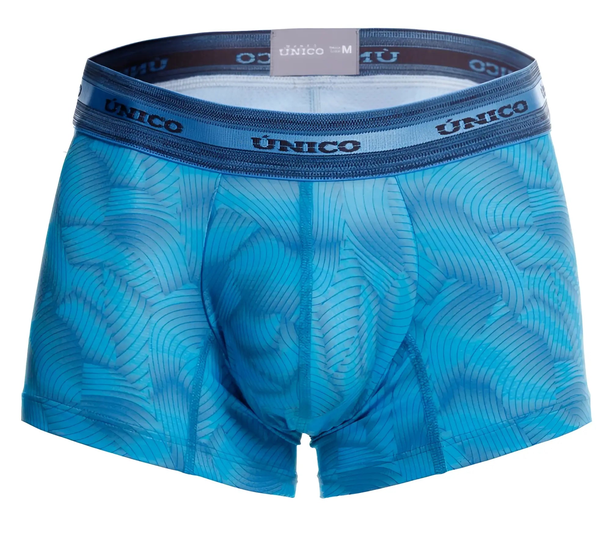 Unico 25040100101 Estraza trunks blue patterned men’s boxer briefs with subtle wave design and elastic waistband