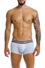 White and light blue patterned unico 25040100115 caterva trunks with gray waistband boxer briefs