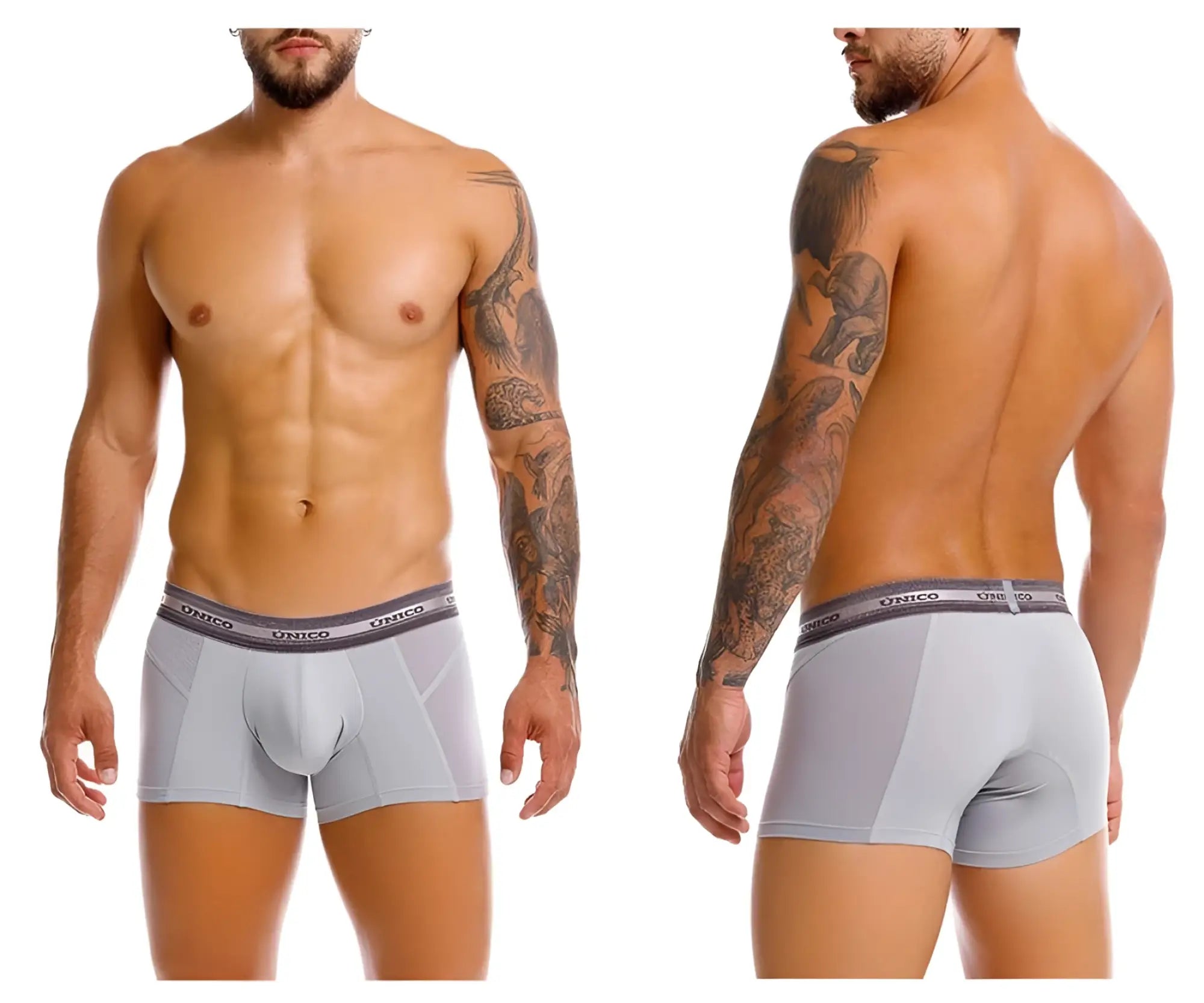 Gray unico 25040100123 albaricoque men’s boxer briefs with supportive design and breathable mesh paneling
