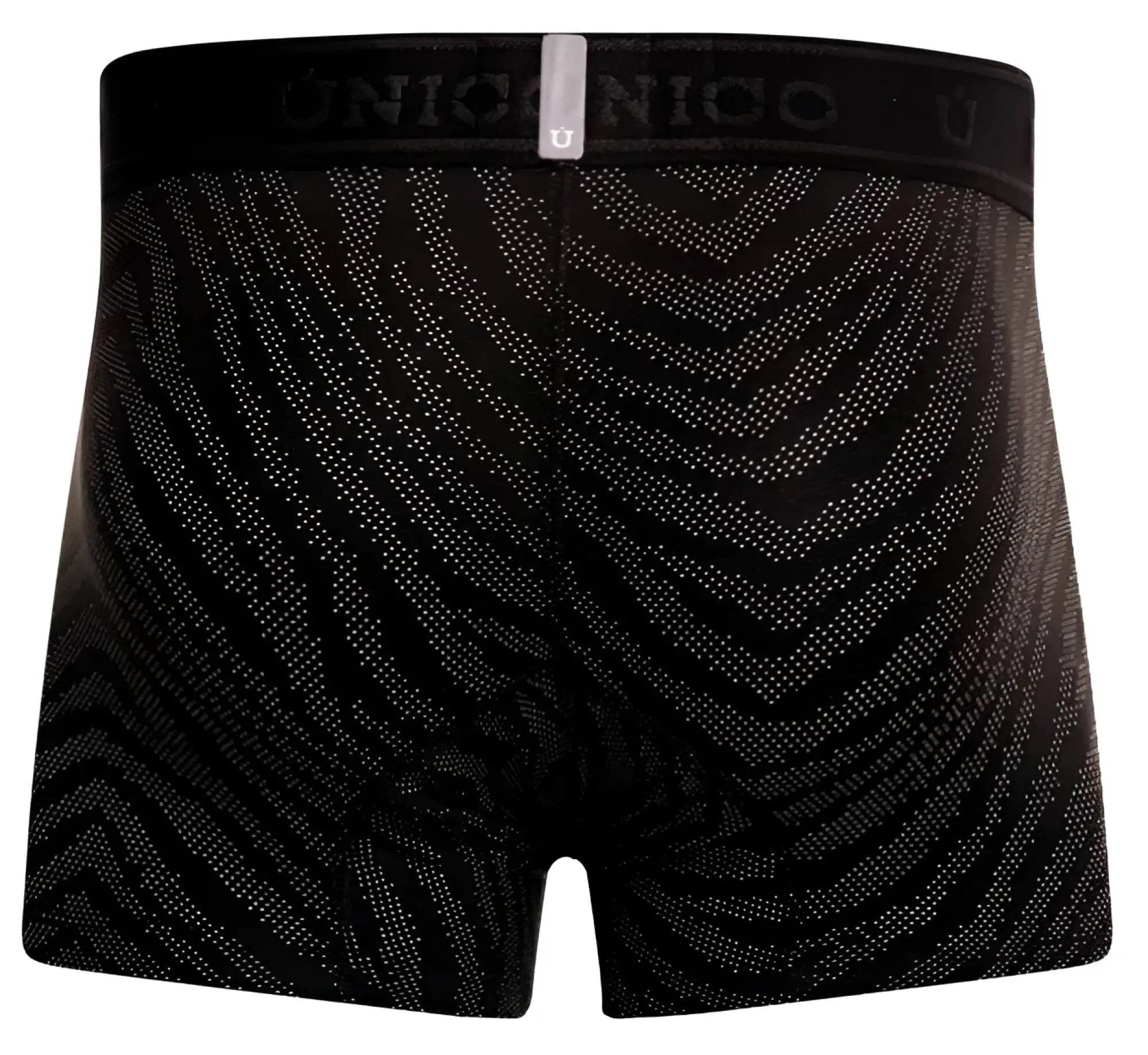 Black unico 25050100104 zelmur trunks featuring subtle dotted zebra-striped pattern on soft breathable fabric