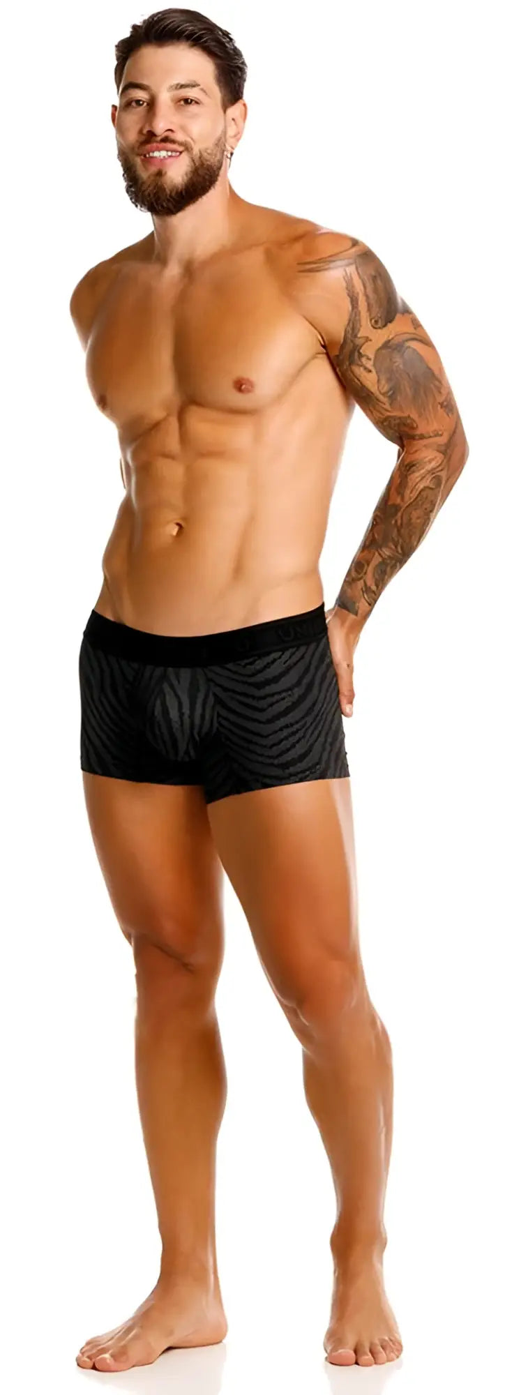 Black unico 25050100104 zelmur trunks boxer briefs with textured wavy pattern on fabric in color 99-black