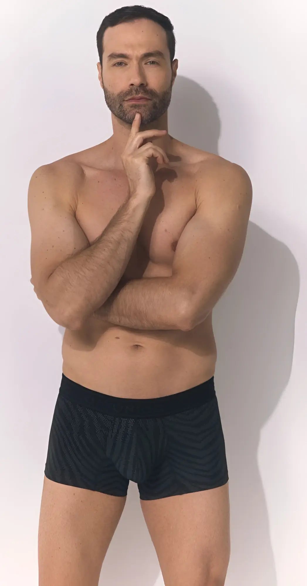 Unico 25050100104 zelmur trunks black patterned men’s boxer briefs with solid black waistband