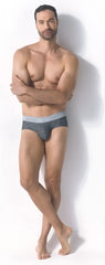 Dark gray men’s briefs unico 25050101103 chisell briefs with subtle pattern and light gray elastic waistband