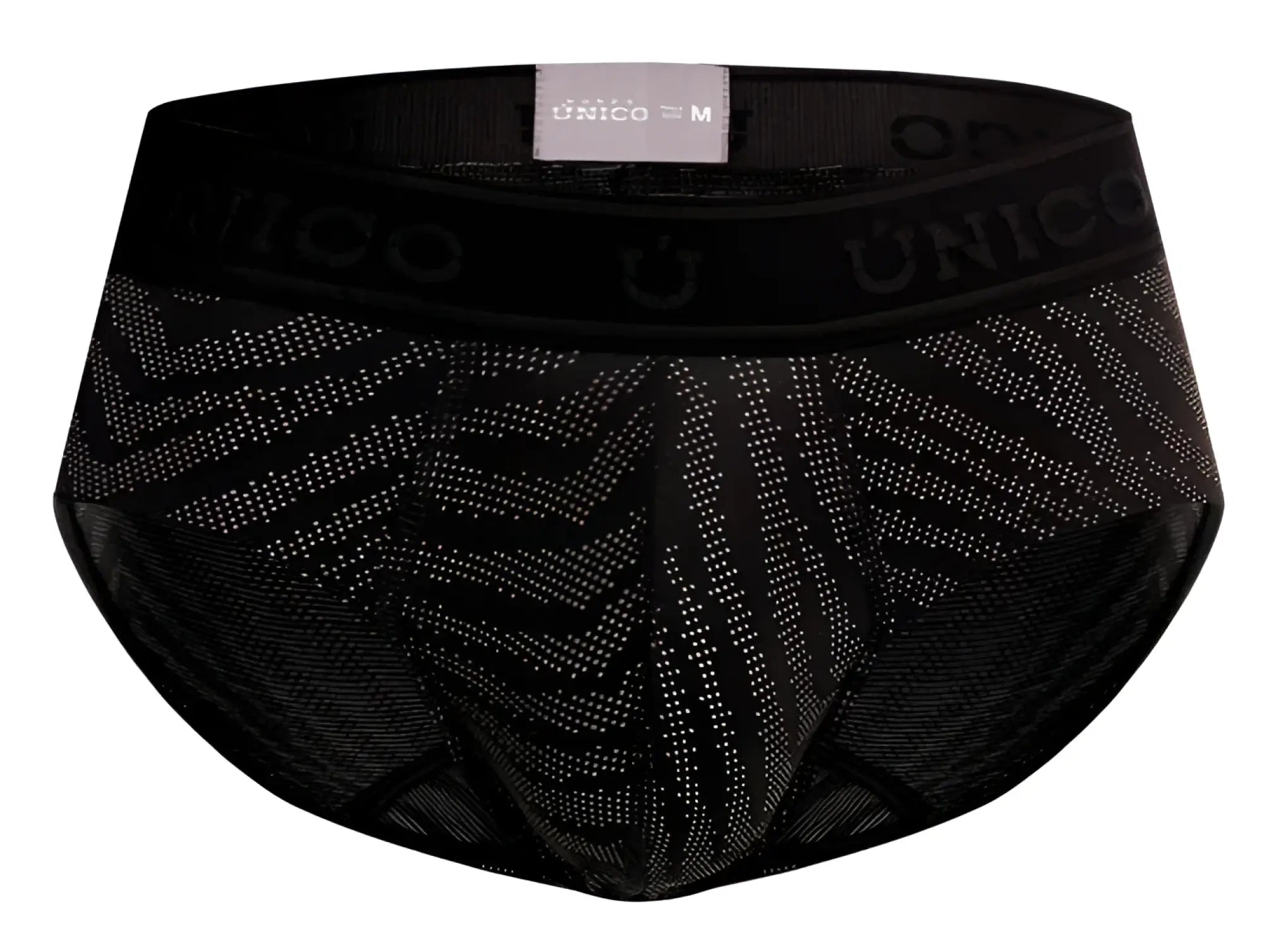 Black unico men’s briefs with geometric pattern and mesh fabric in color 99 black modelo 25050101104 zelmur briefs