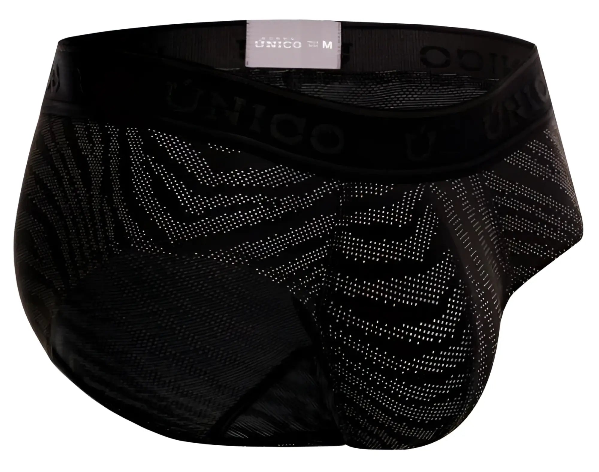 Black unico zelmur briefs with elastic waistband and subtle geometric pattern in color 99 black