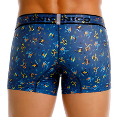 Blue unicico 25060100106 pacer trunks boxer briefs with vibrant abstract orange yellow and teal figures pattern