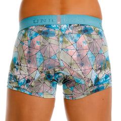 Unico vitral trunks color 46-printed blue and pink geometric boxer briefs with textured elastic waistband