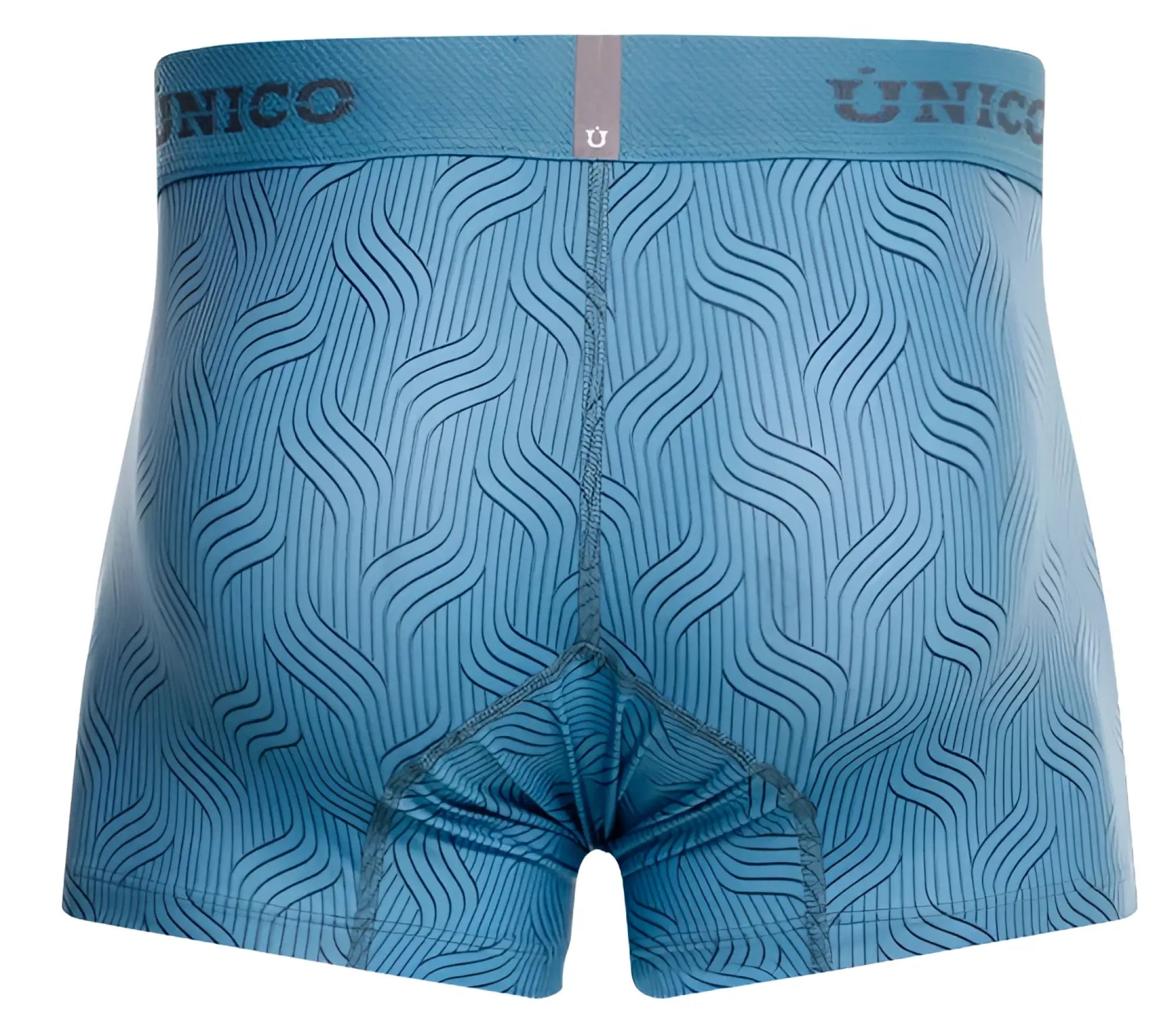 Light blue unico 26020100111 lenoso trunks with subtle wave pattern and elastic waistband for comfortable wear
