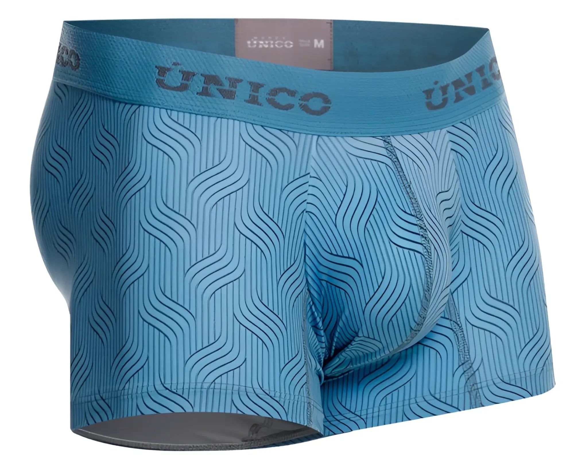 Light blue unico 26020100111 lenoso trunks men’s boxer briefs with wave pattern and elastic waistband