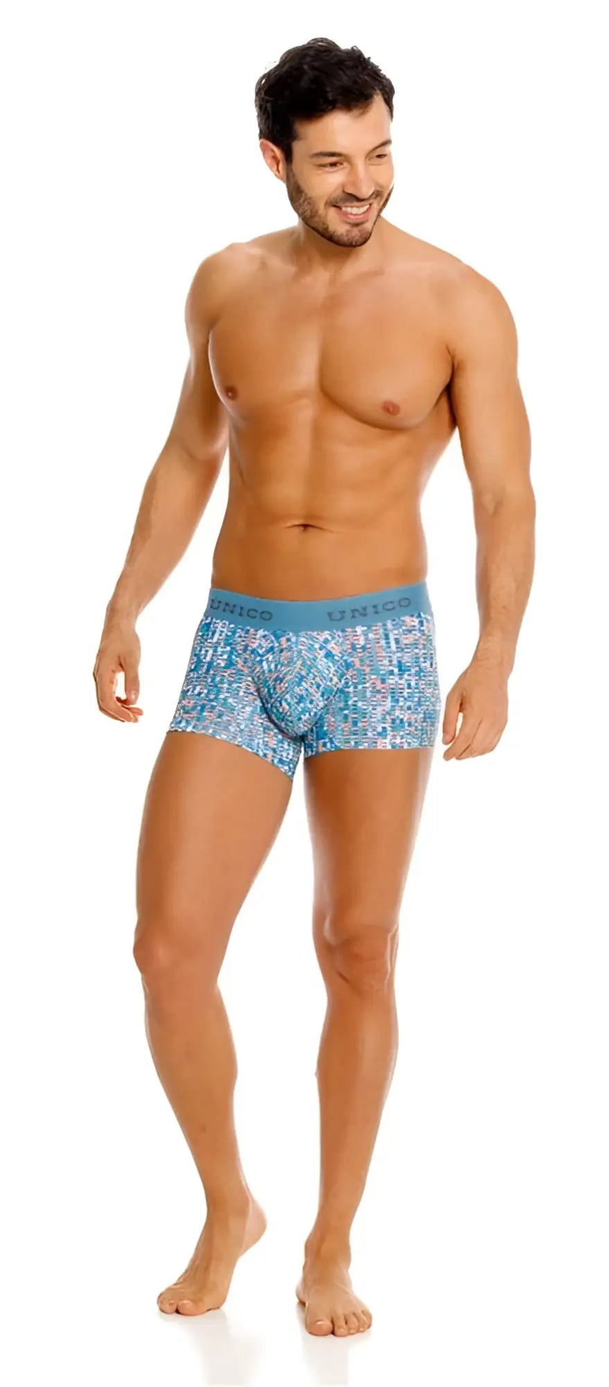 Unico lignina trunks color 46 blue patterned briefs with light blue elastic waistband for comfortable wear