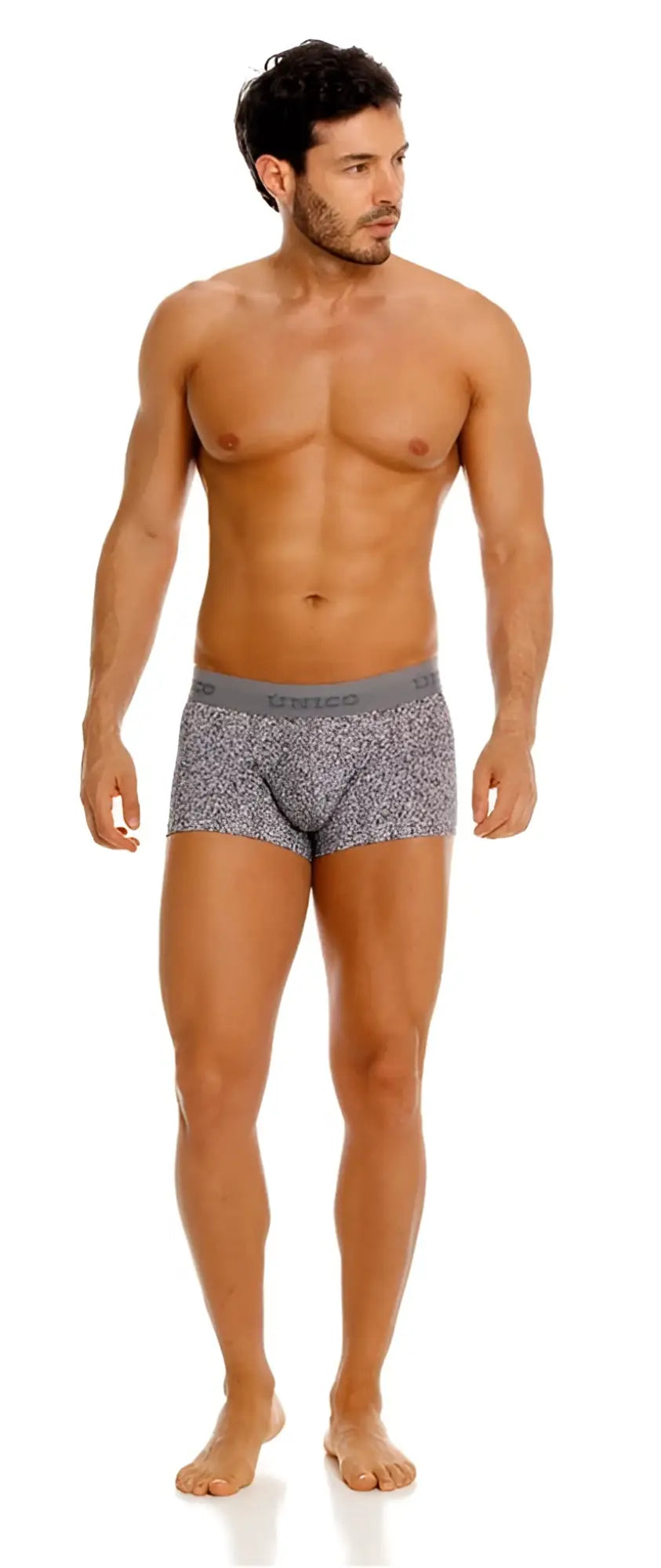 Unico 26020100114 suede gray trunks with gray patterned briefs and a subtle textured design and elastic waistband
