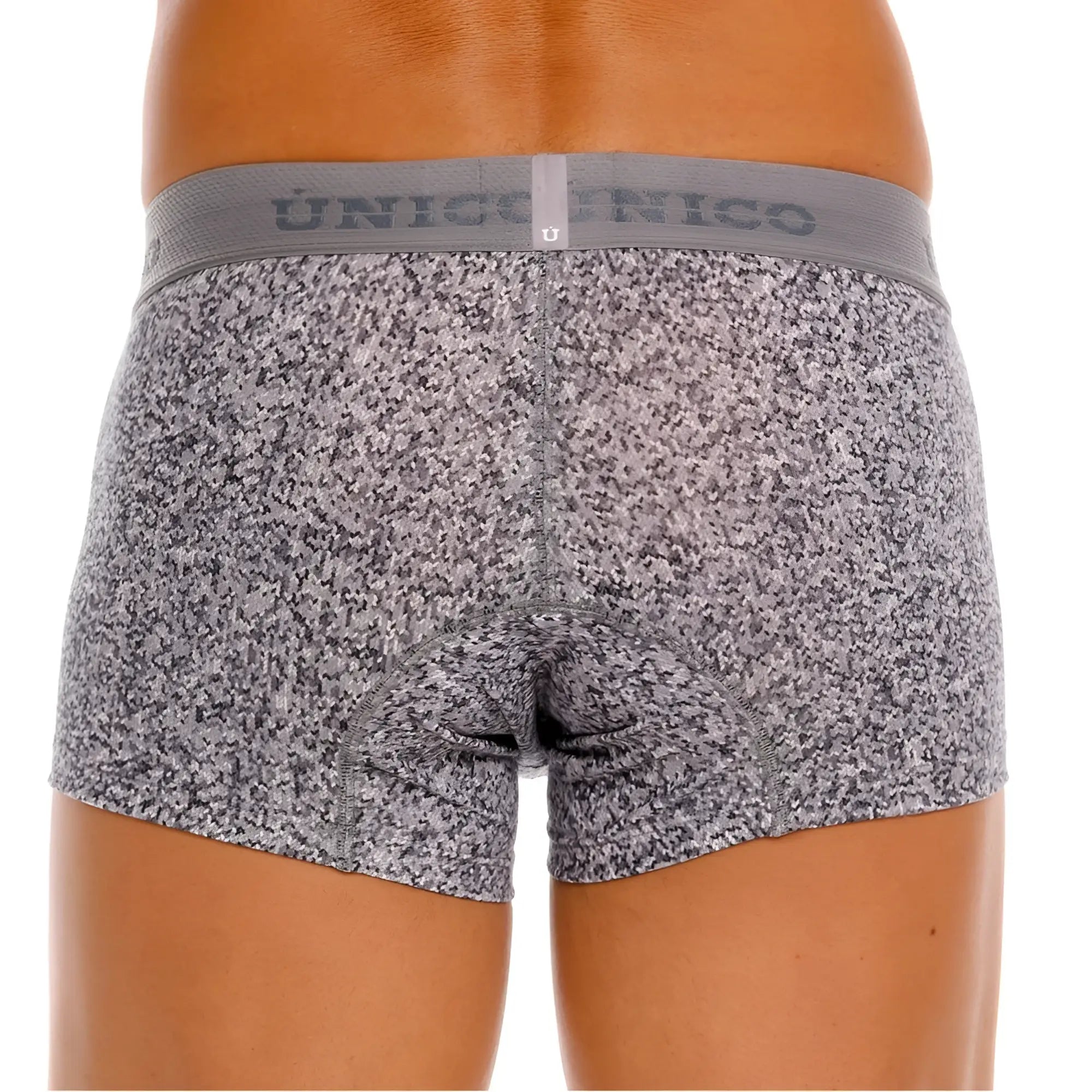 Gray speckled suede athletic briefs with unicornico branded elastic waistband unico 26020100114 color 59-gray