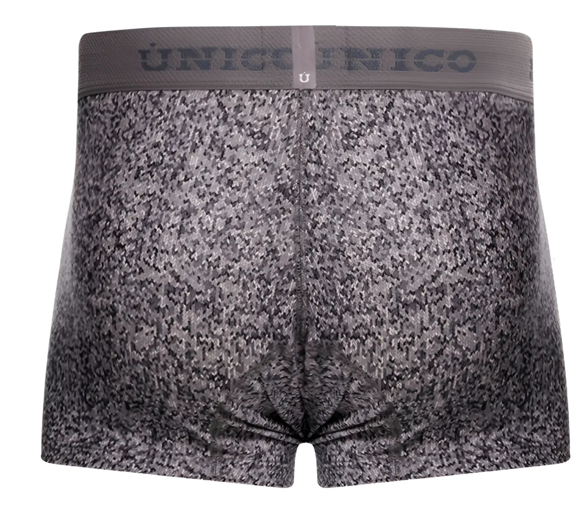 Gray textured men’s boxer briefs with suede finish and unico branded elastic waistband color 59 gray