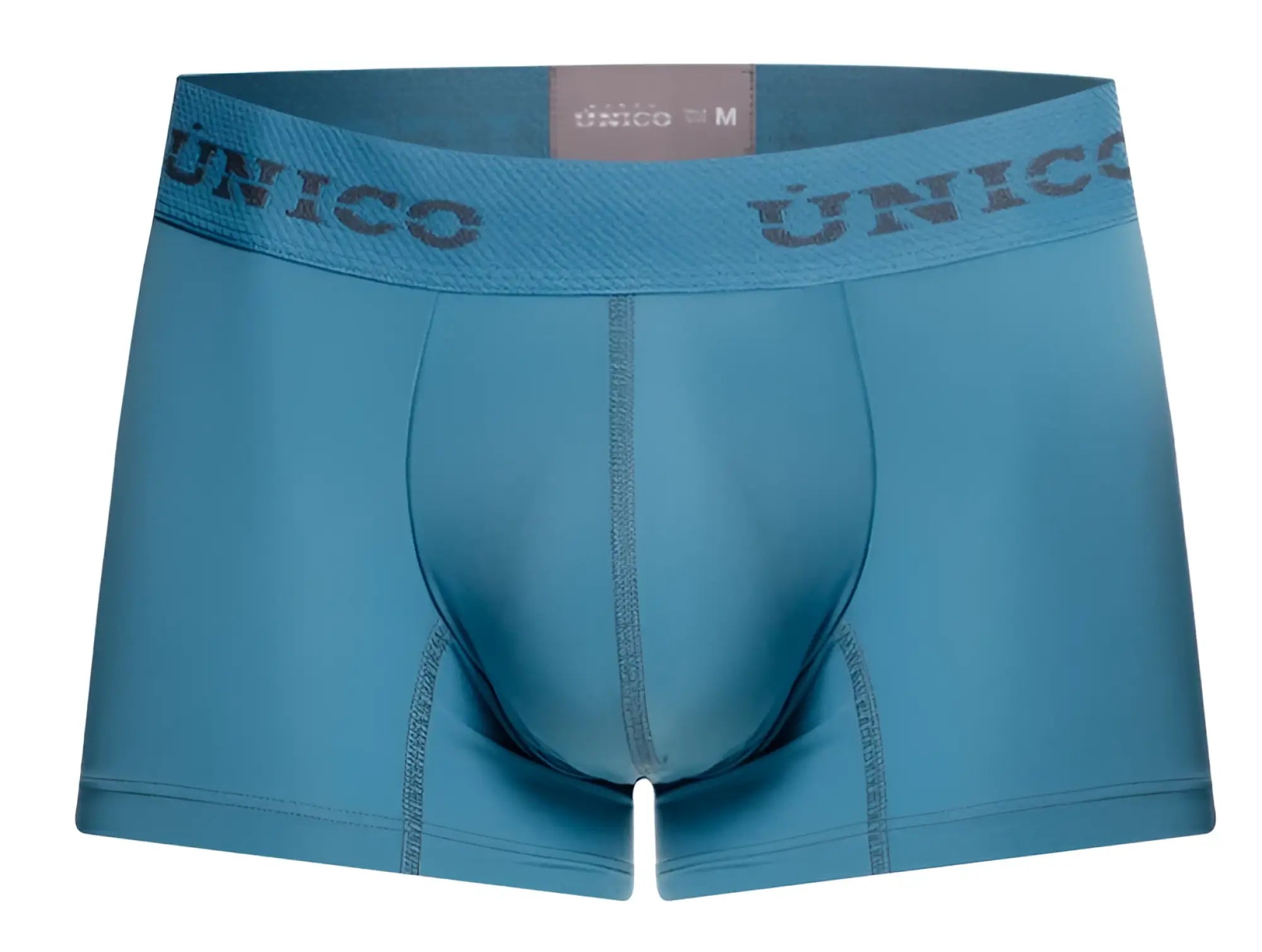 Blue unico 26020100118 ventisca men’s boxer briefs with matching waistband and dark gray brand lettering color 46-blue