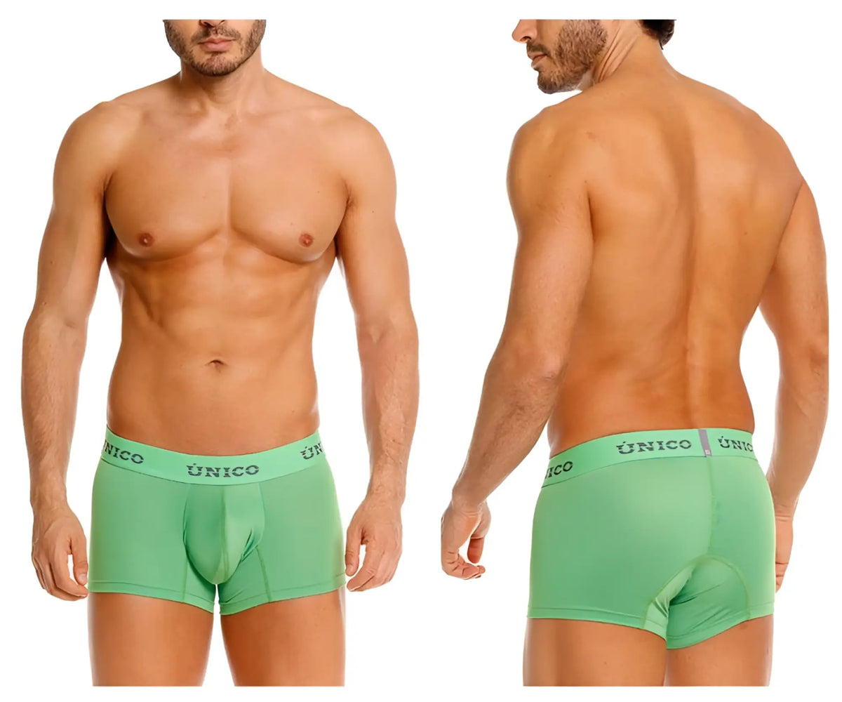 Green unico men’s briefs frog trunks with contoured design and elastic waistband in color 43-green