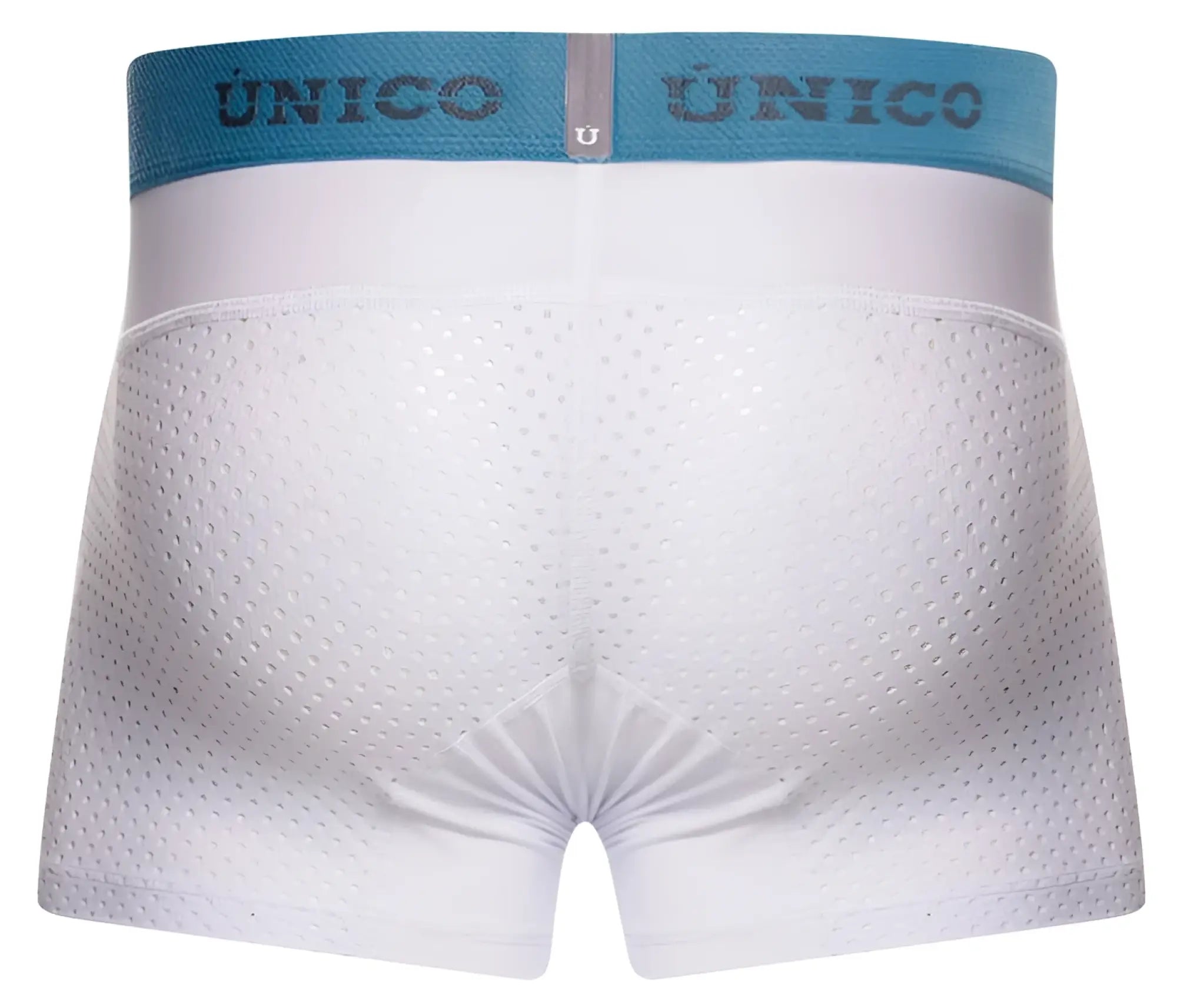 White perforated sedoso trunks with light blue unico waistband in color 00-white for comfortable wear