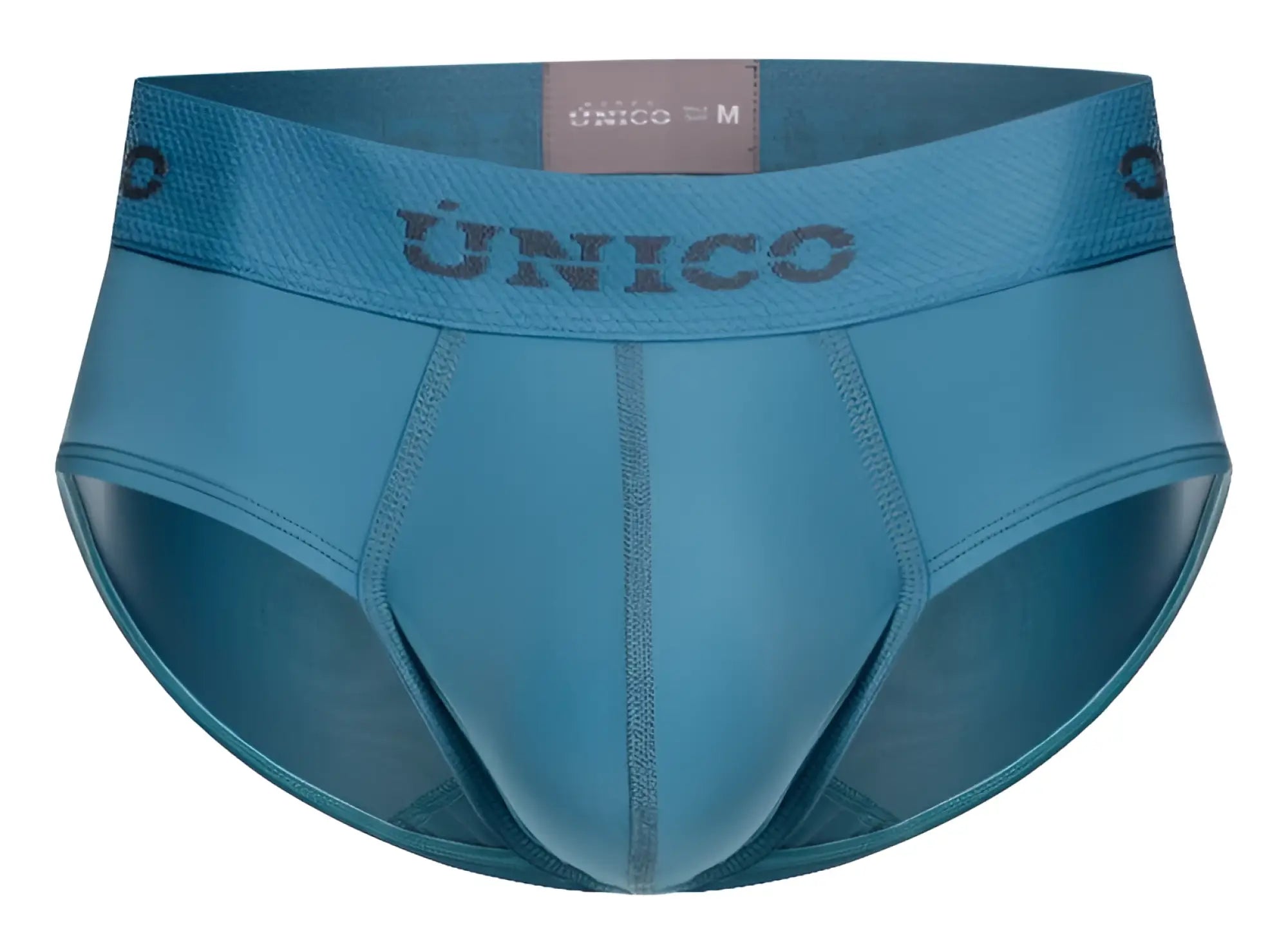 Teal unico ventisca briefs with textured waistband and subtle stitching details in color 46-blue for men