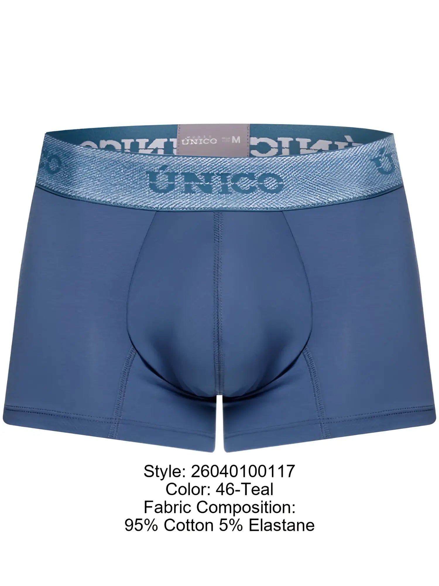 Teal unico 26040100117 classic trunks men’s boxer briefs made from 95% cotton 5% elastane with logo waistband