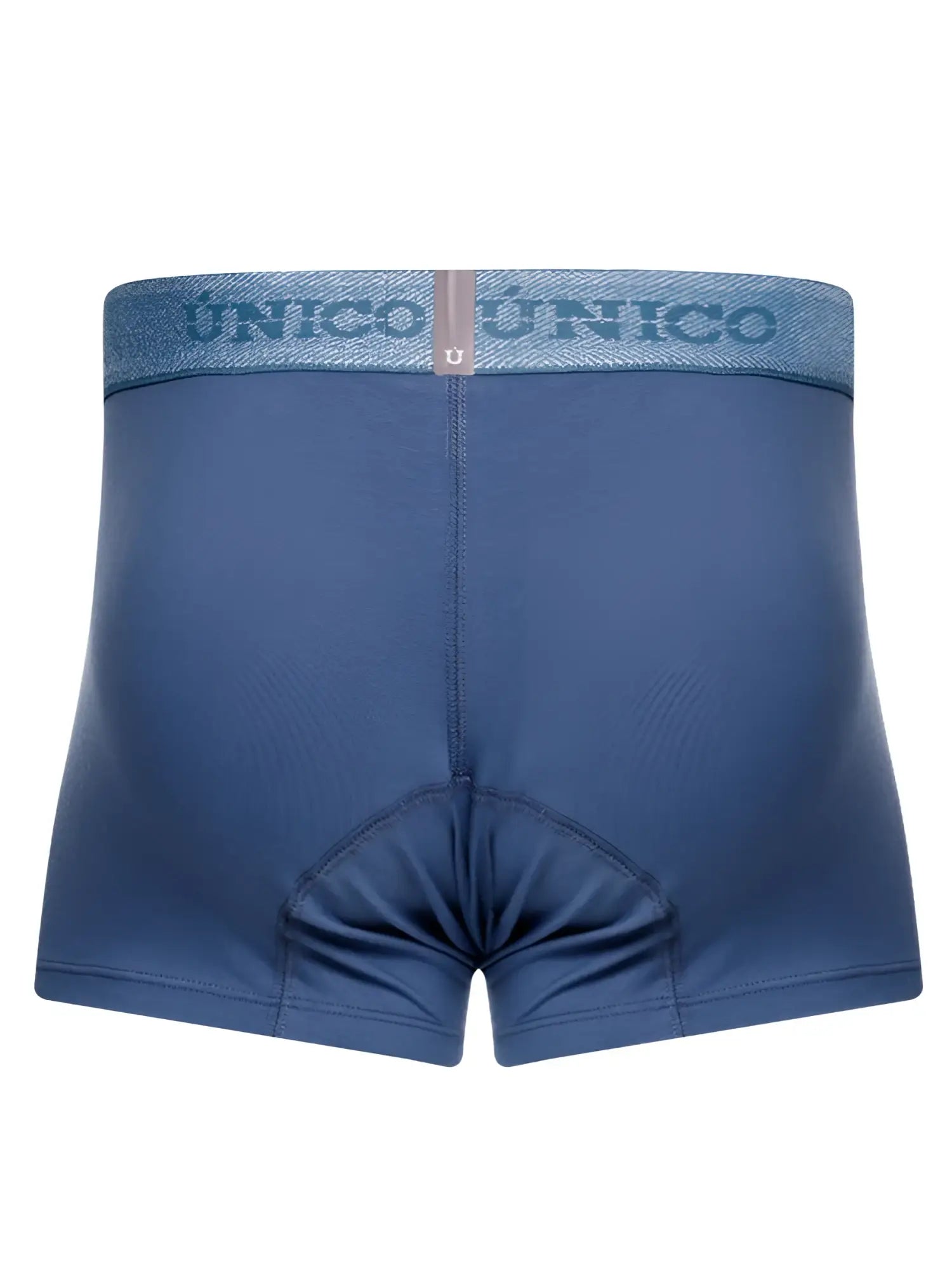 Blue unico premium men’s everyday essential classic trunks in teal with matching waistband featuring brand logo