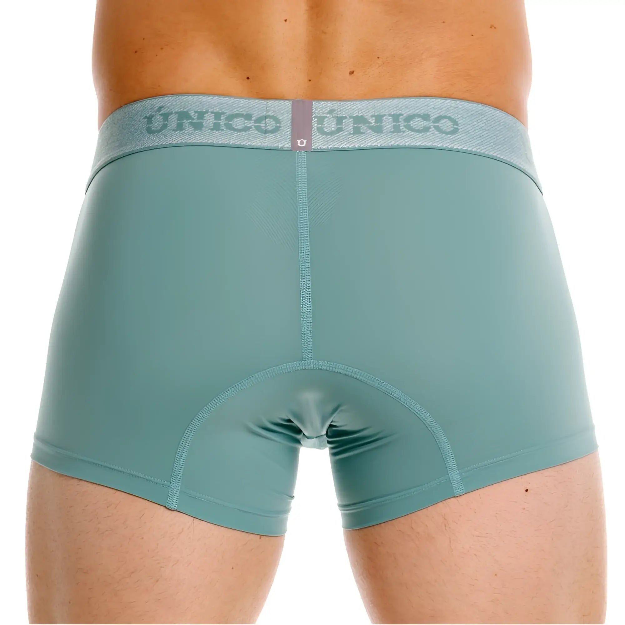 Teal unico 26040100121 ceramic trunks briefs with textured waistband and matching unico logo in green color