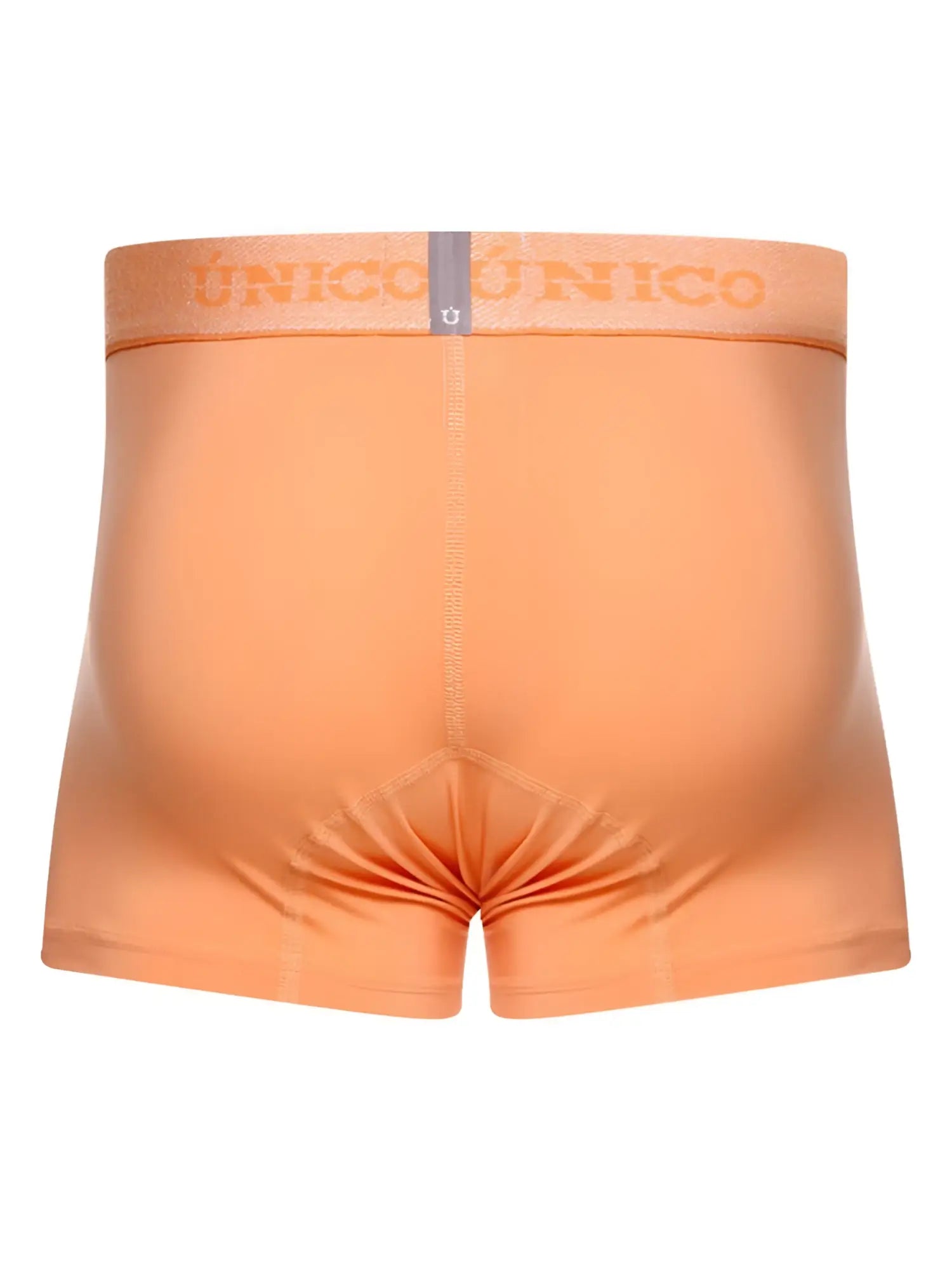 Orange unico classic trunks in apricot with matching elastic waistband featuring brand name and logo for premium support