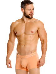 Orange unico men’s briefs with contoured pouch and elastic waistband in apricot color for premium support and style