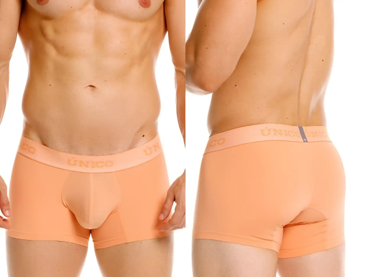 Unico 26040100122 classic trunks in apricot orange with soft smooth fabric and subtle elastic waistband for premium support