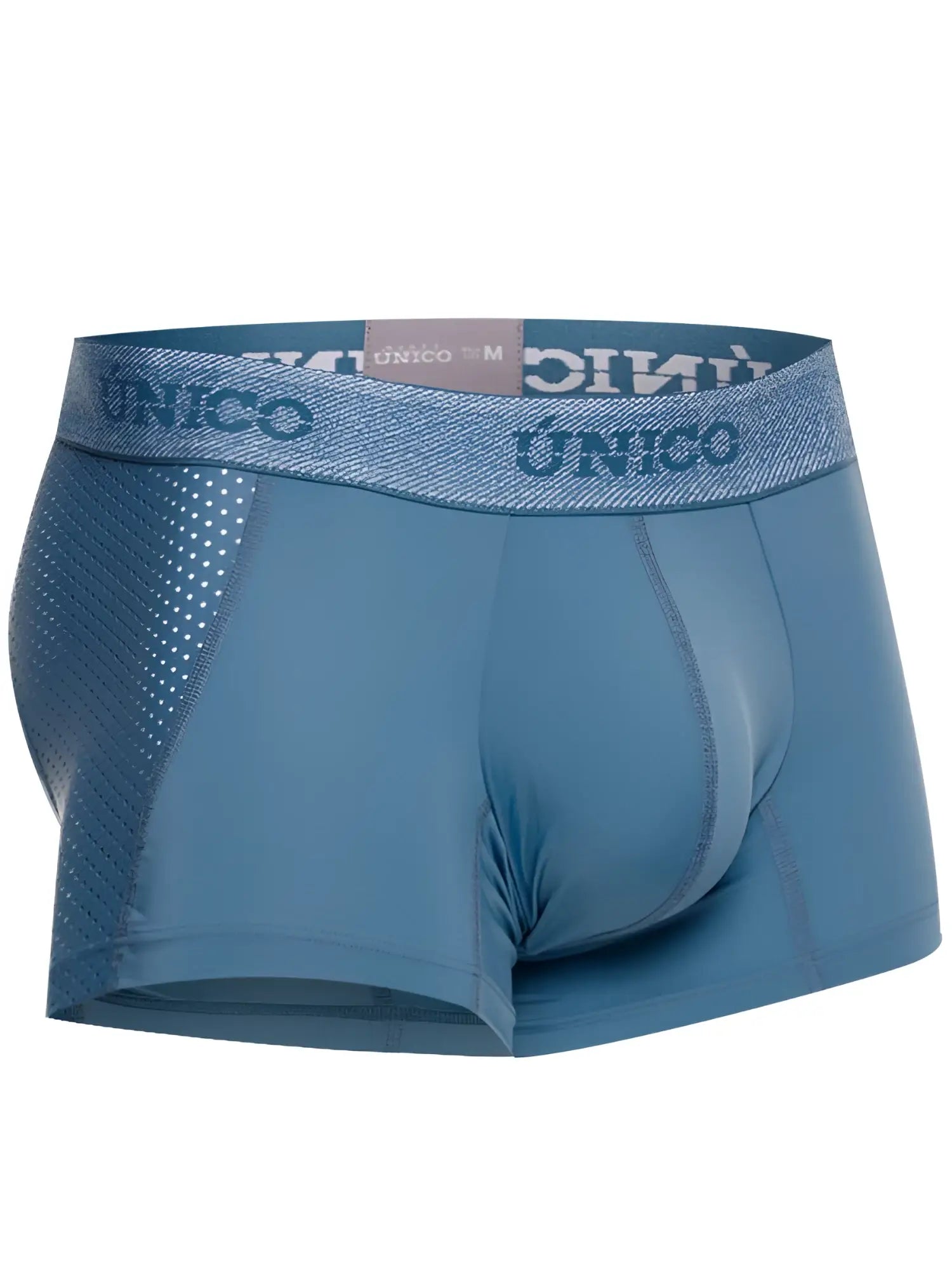 Blue unico 26040100127 classic trunks men’s boxer briefs with textured waistband and mesh paneling for athletic comfort